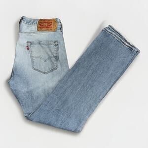 Levi’s 501 Button Fly Jeans 33x31 Stone Washed Blue Denim Straight Leg Distress